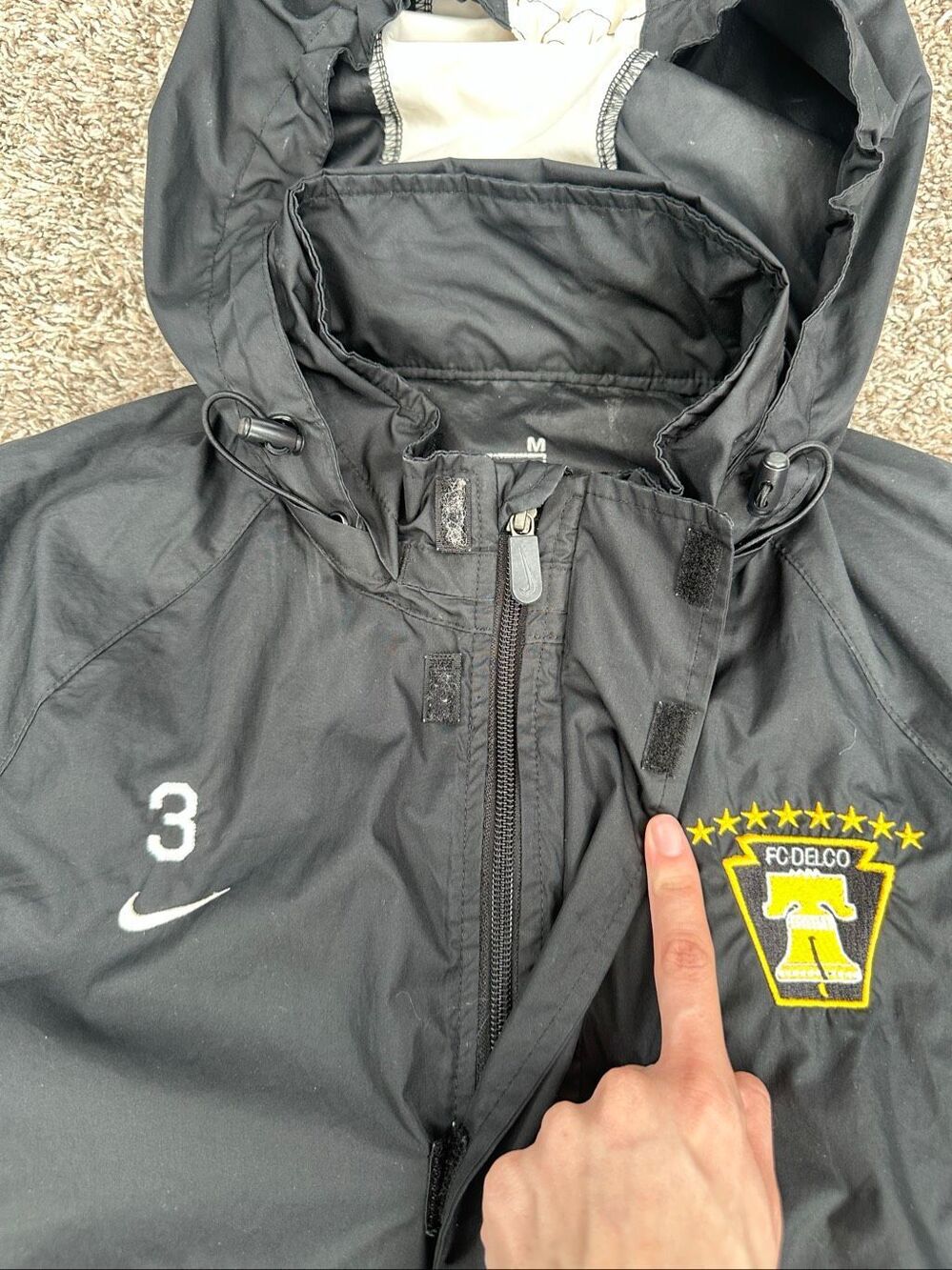 Vintage Y2K Nike Team Dri-Fit Black Full Zip Hooded Windbreaker Jacket Men’s M - Picture 7 of 11